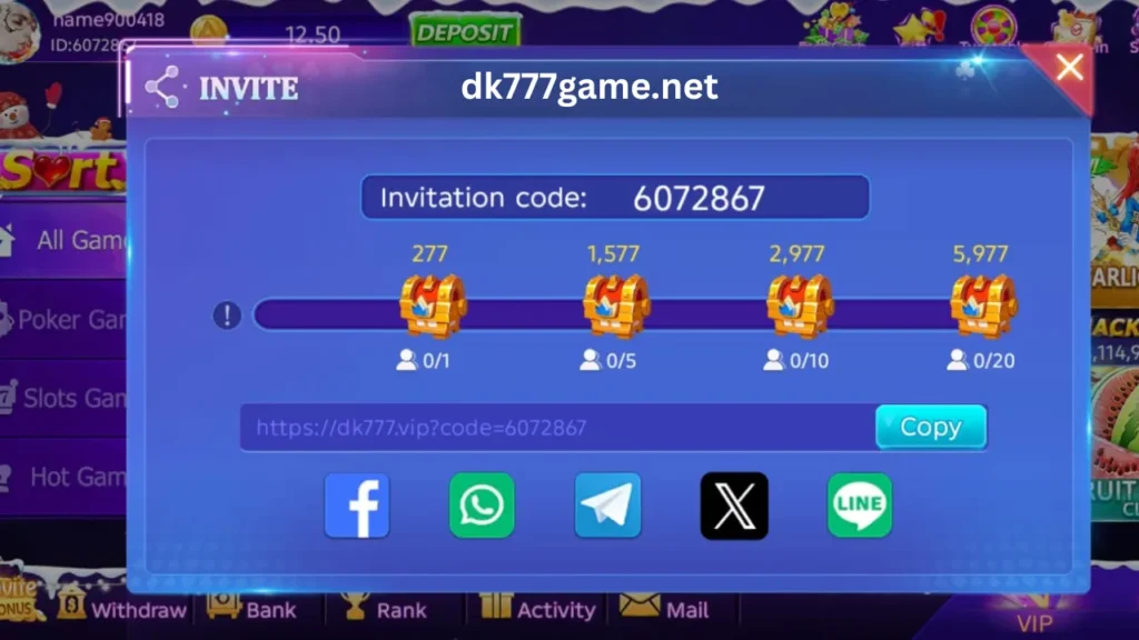 DK777 Game promotion bonus