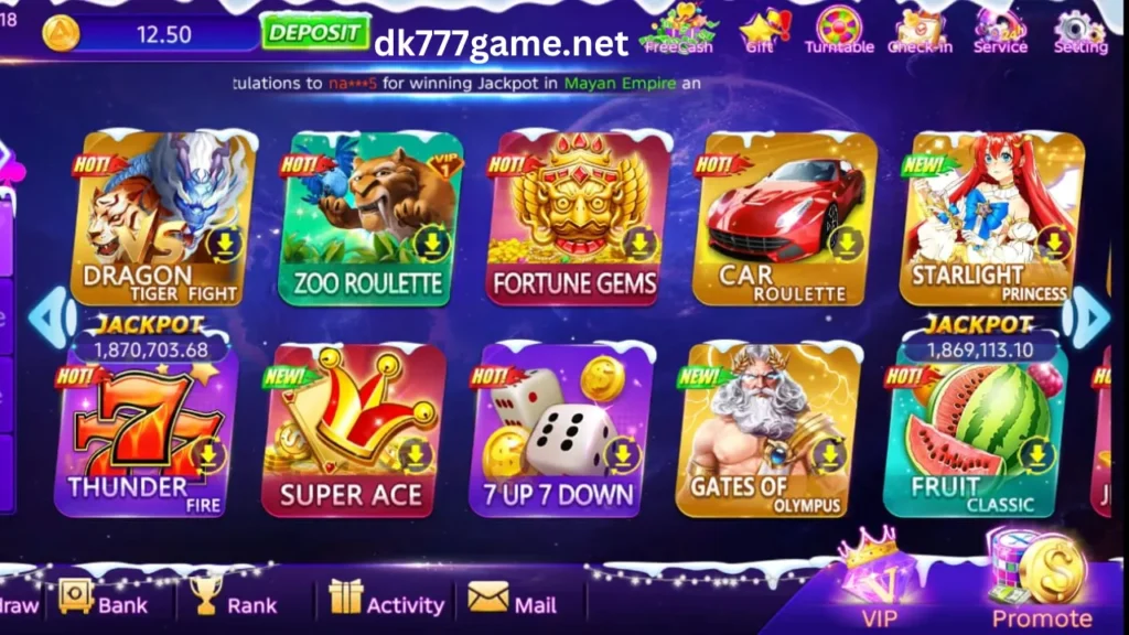 DK777 Game image with popular games